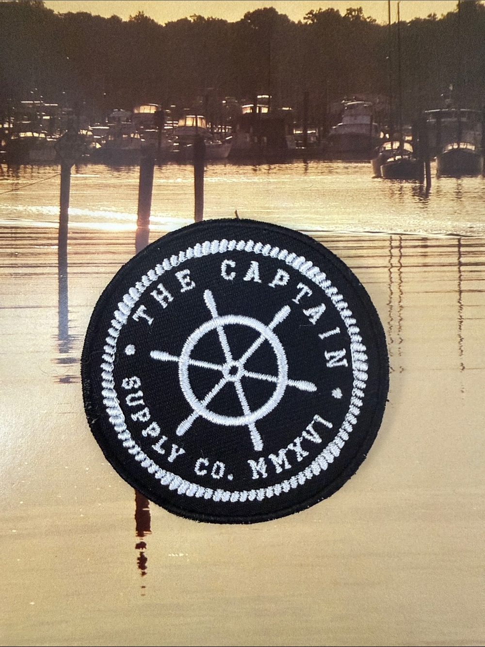 liberty Black and White Captain Wheel Patch